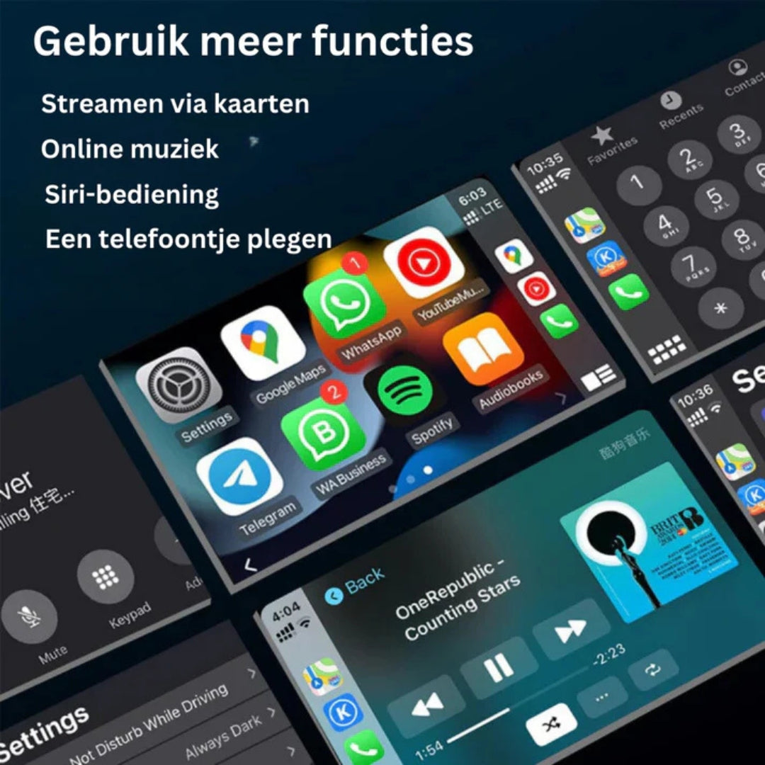 CarLink Pro | Draadloze Apple CarPlay & Android Auto | USB & USB-C