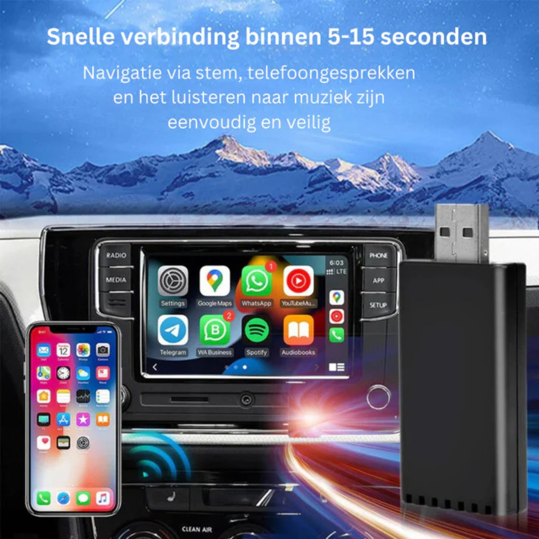 CarLink Pro | Draadloze Apple CarPlay & Android Auto | USB & USB-C