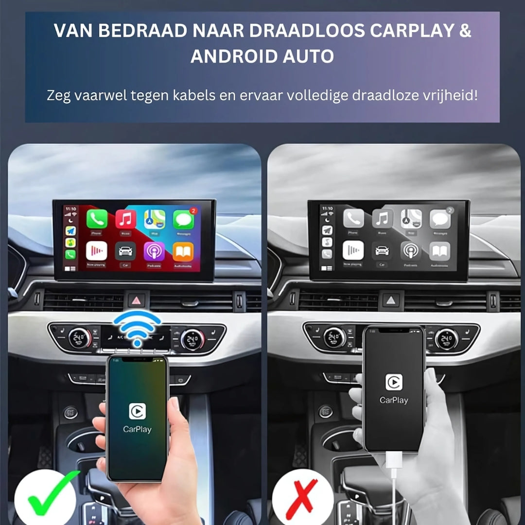 CarLink Pro | Draadloze Apple CarPlay & Android Auto | USB & USB-C